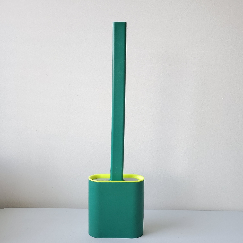 New Green Silicone Toilet Brush and Holder Set
